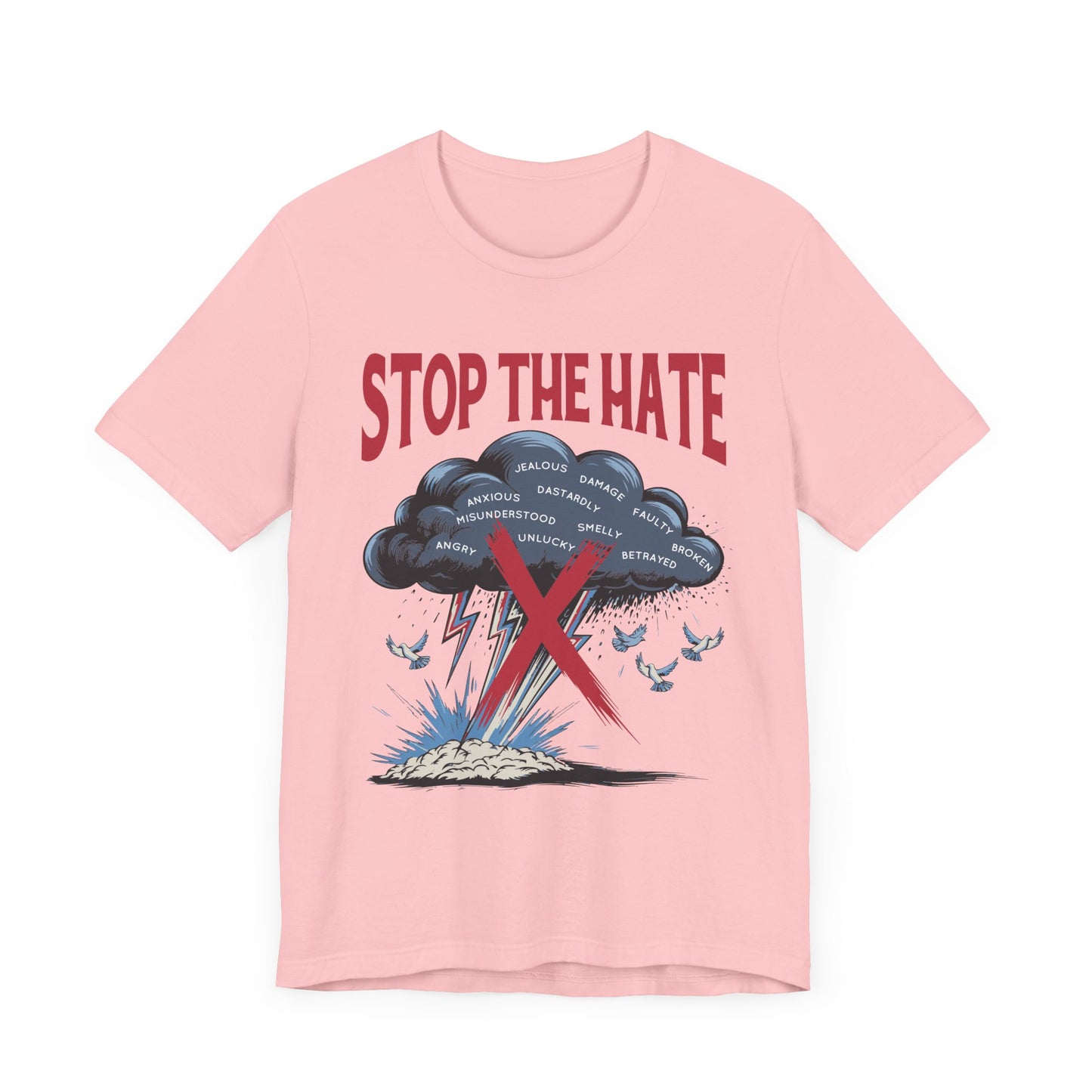 STOP the HATE | Black Cloud Striking Ground with Lightning Graphic T-Shirt