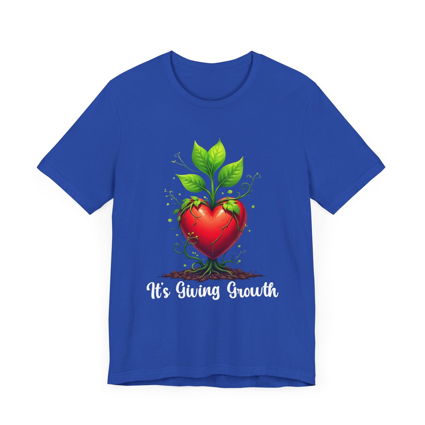 It's Giving Growth – Plant with Red Heart Trunk Graphic T-Shirt