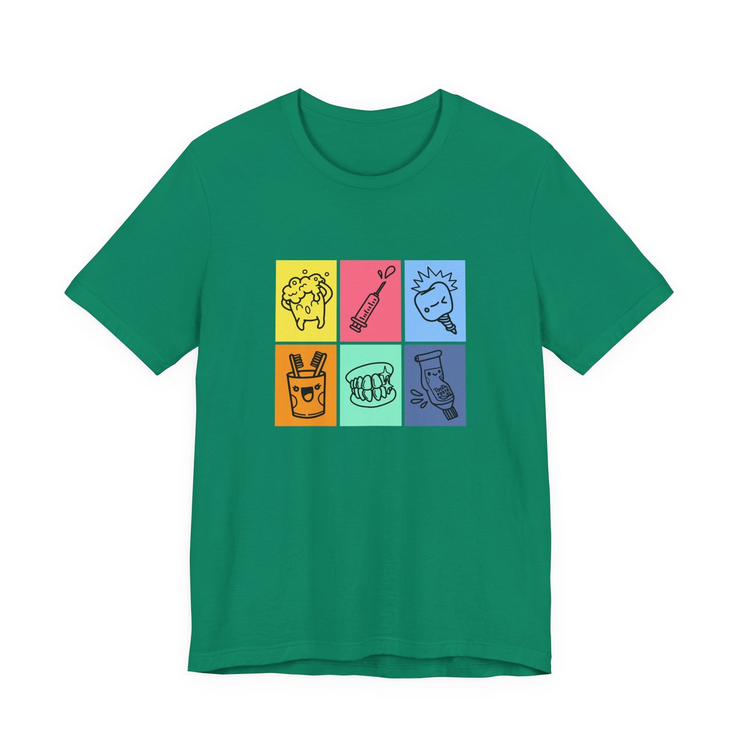 Colorful Dental Fun T Shirt Six Box Tooth Bath Syringe Implant Smile Toothpaste