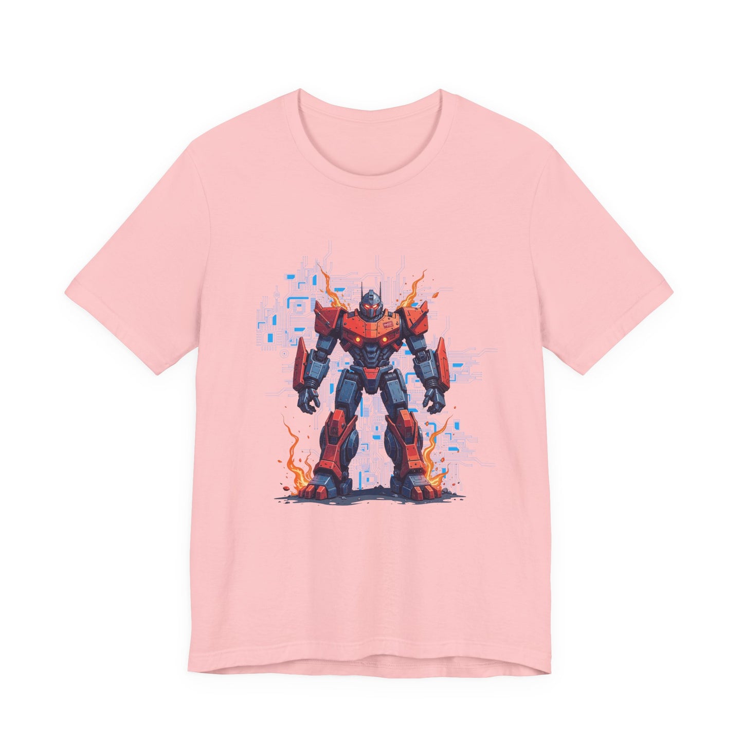 Ready for Anything – Robot Transformer on Fiery Ground Graphic T-Shirt