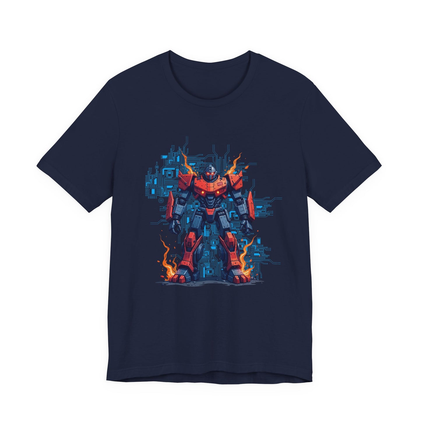 Ready for Anything – Robot Transformer on Fiery Ground Graphic T-Shirt