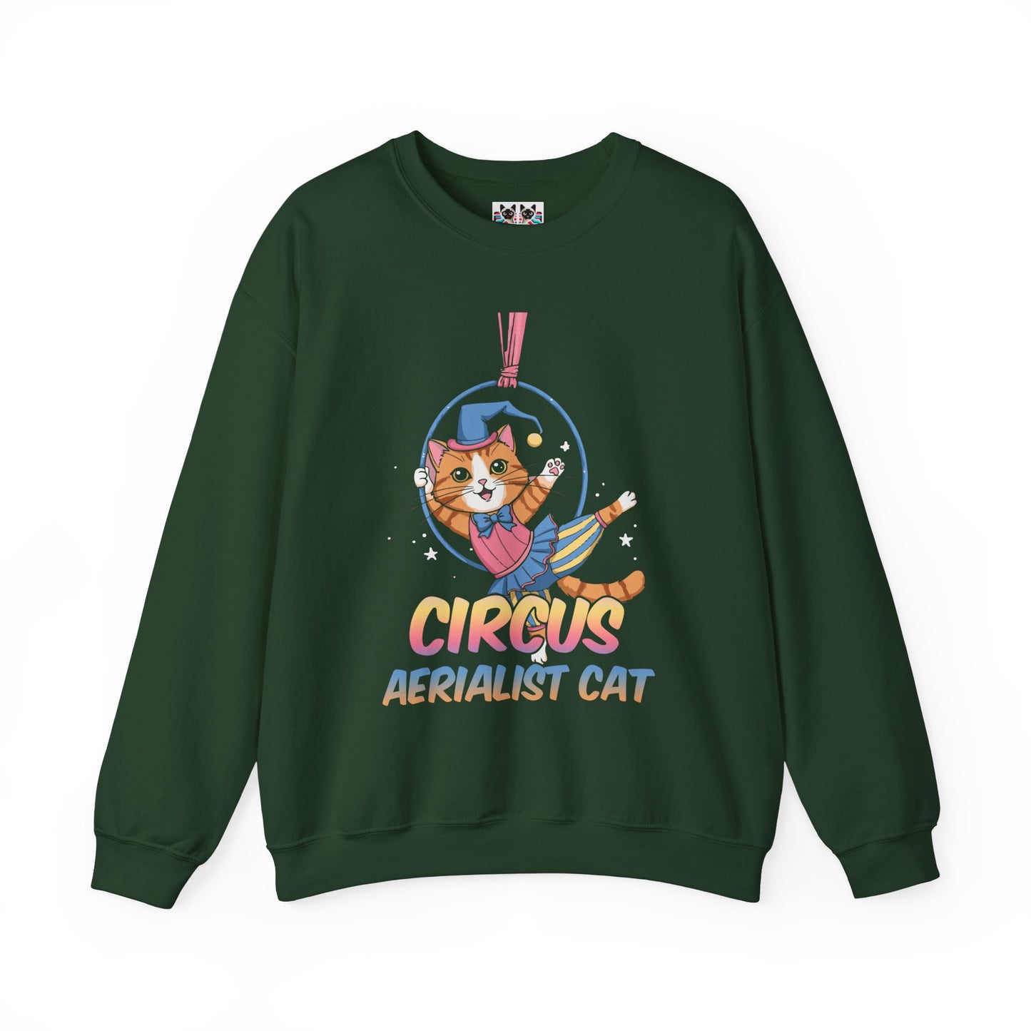 Circus Aerialist Cat - Cute and Funny Performer Crewneck Sweatshirt