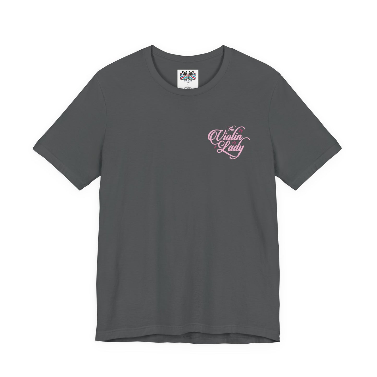 The Violin T-Shirt – Woman in Pink Dress with Flowers and Music Notes
