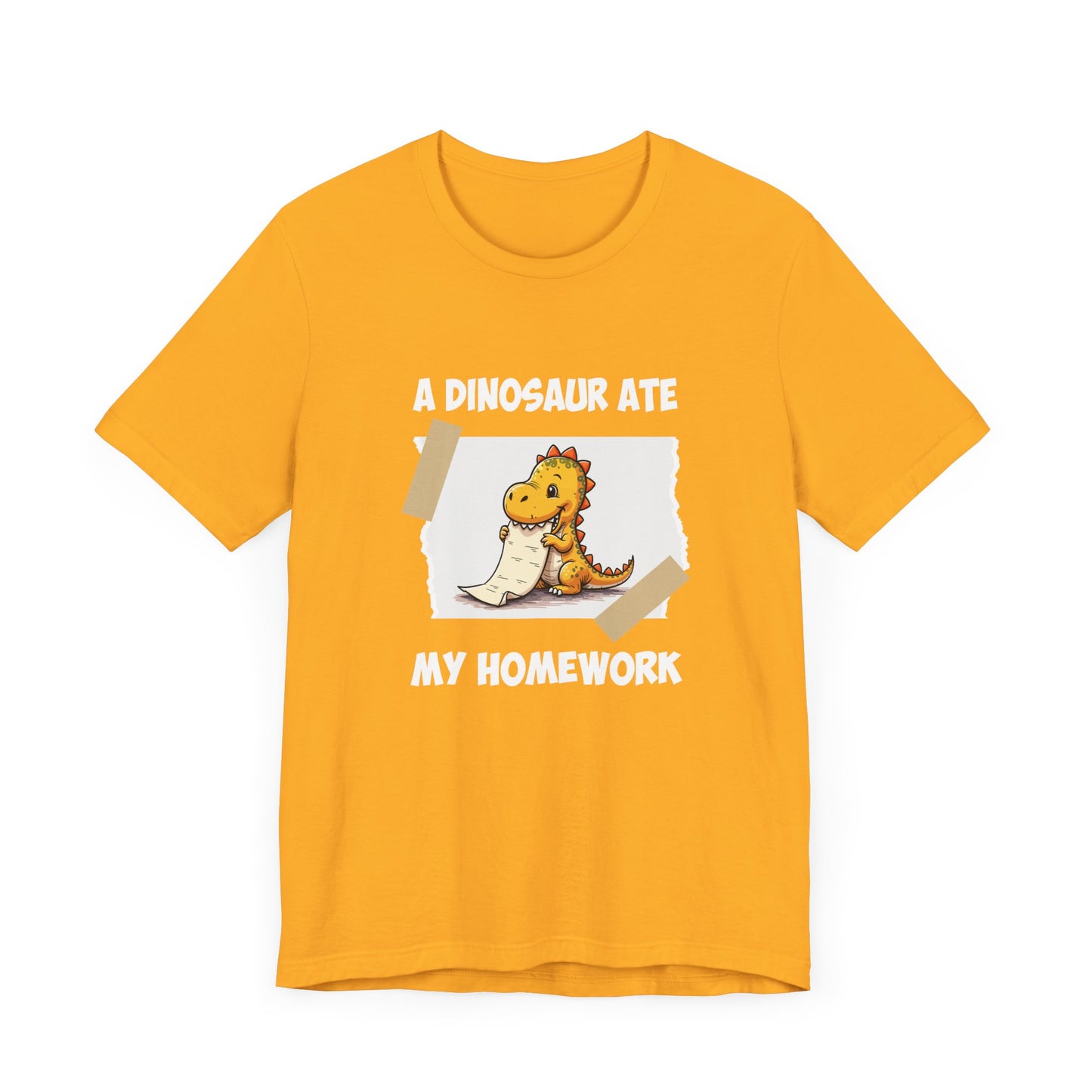 Homework Excuse T-Shirt – Cute Dino Eating Homework Graphic