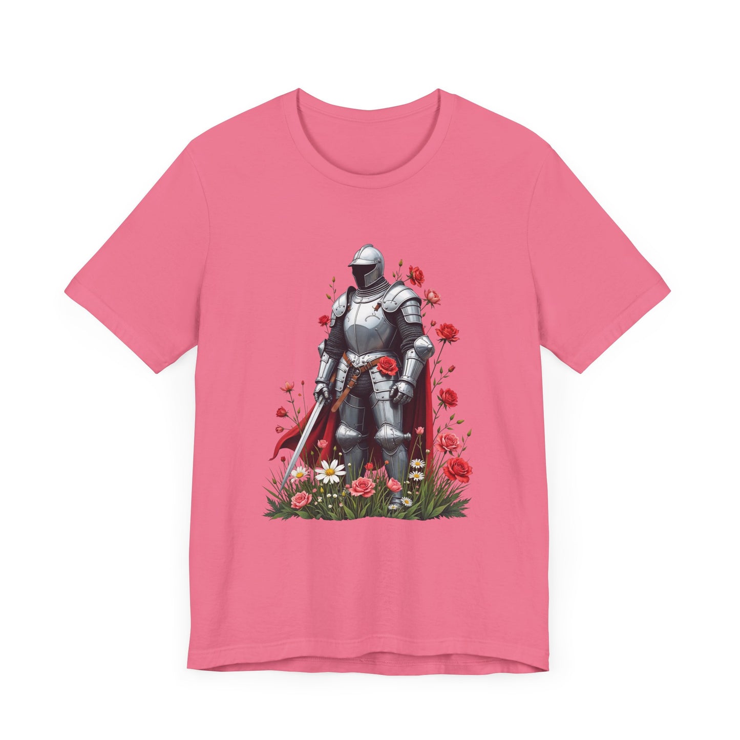 Medieval Knight and Roses Graphic Shirt – Strength and Beauty