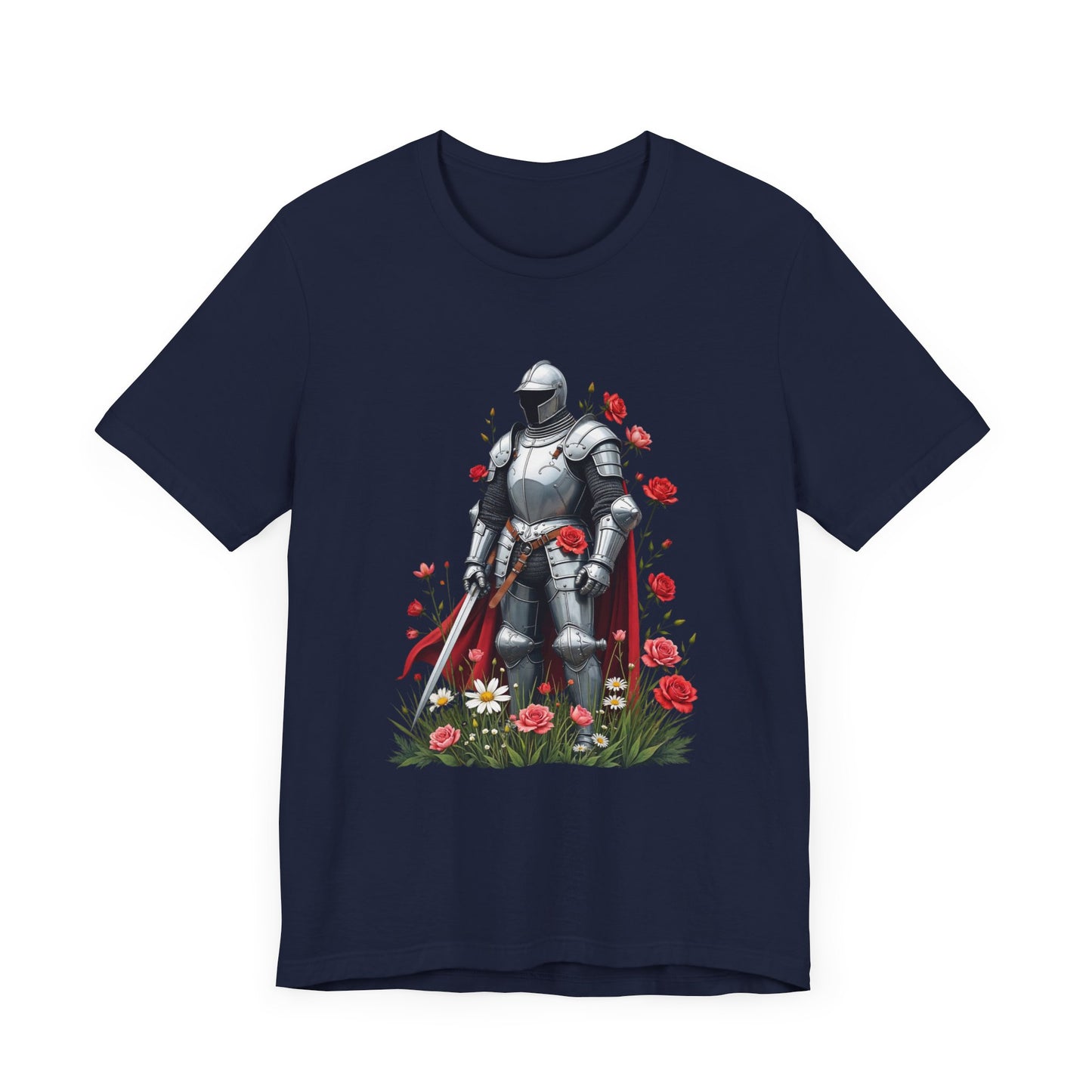 Medieval Knight and Roses Graphic Shirt – Strength and Beauty