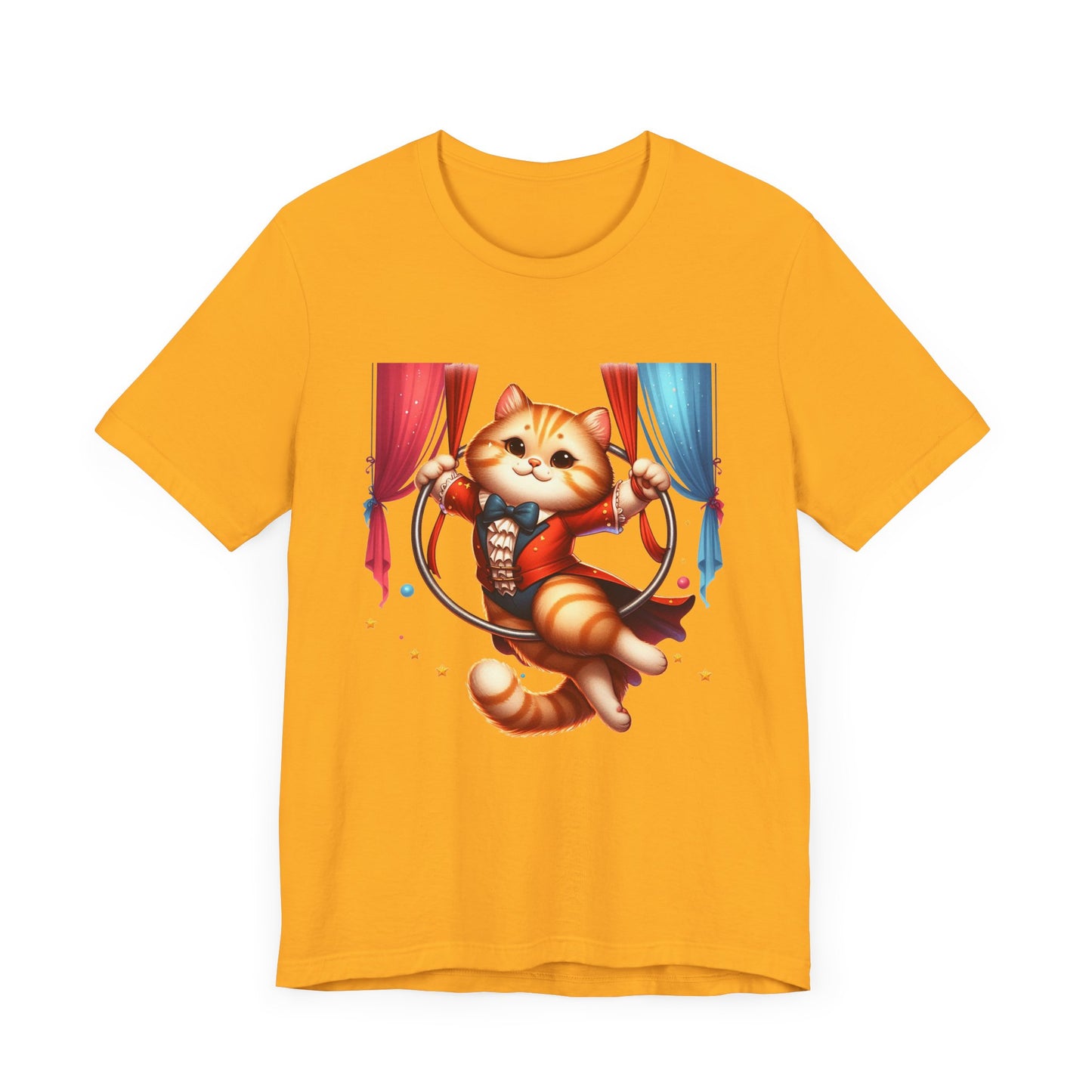 Circus Aerialist Cat Shirt, Funny Trapeze Performer Tee, Acrobatic Pet Graphic T Shirt, Quirky Performer Humor Apparel, Flying Cat Top