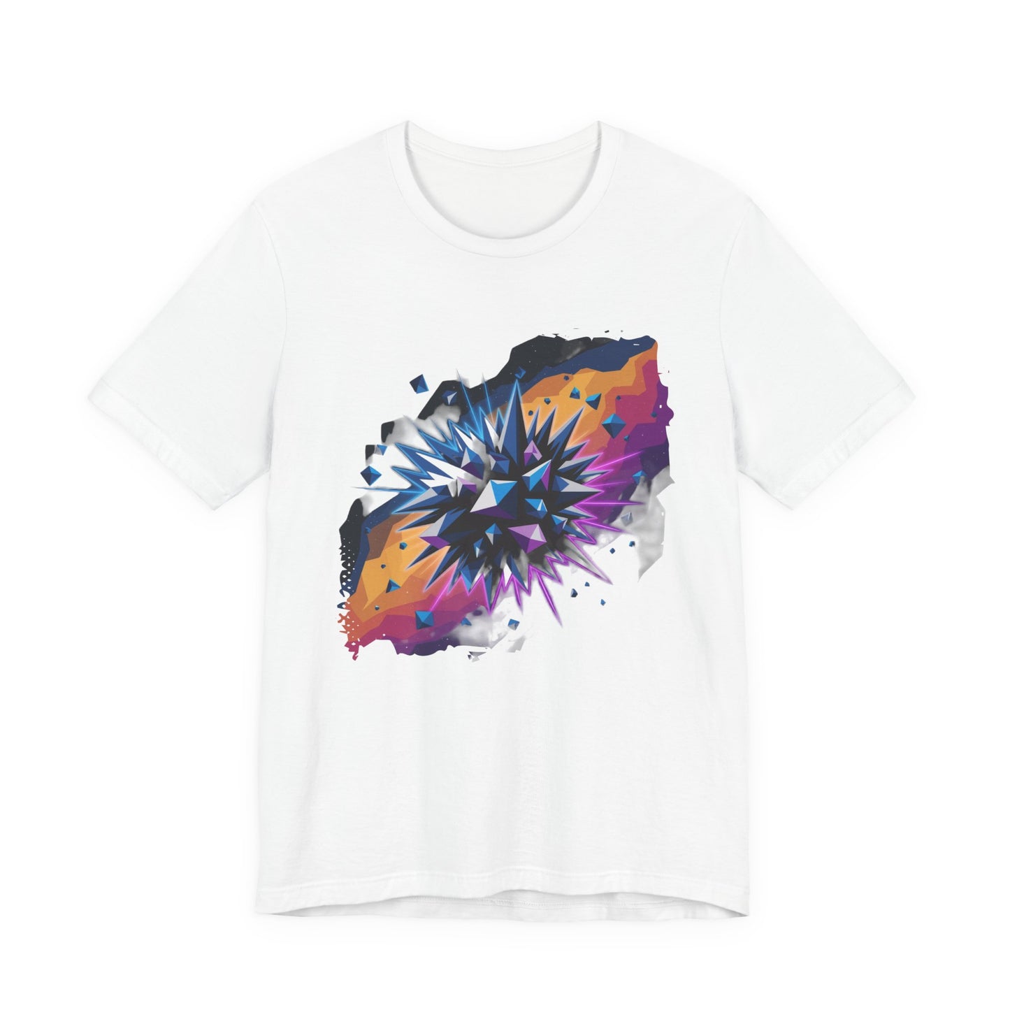 Polygon Burst – Colorful Polygon Explosion Graphic T-Shirt