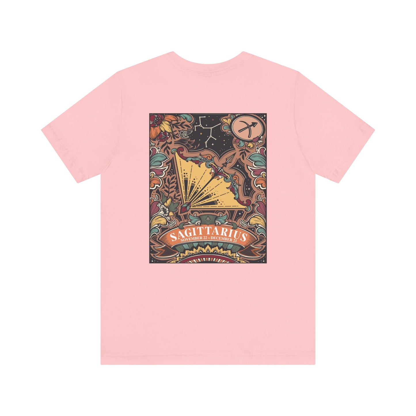 Sagittarius Zodiac T-Shirt – Constellation and Abstract Floral Design