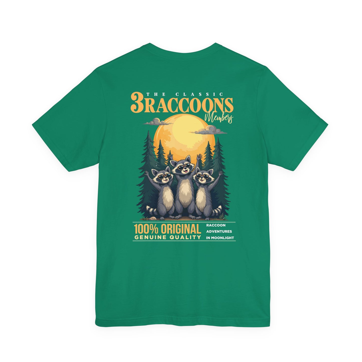 The Classic 3 Raccoons Members T-Shirt – Moonlight Raccoon Adventure Graphic