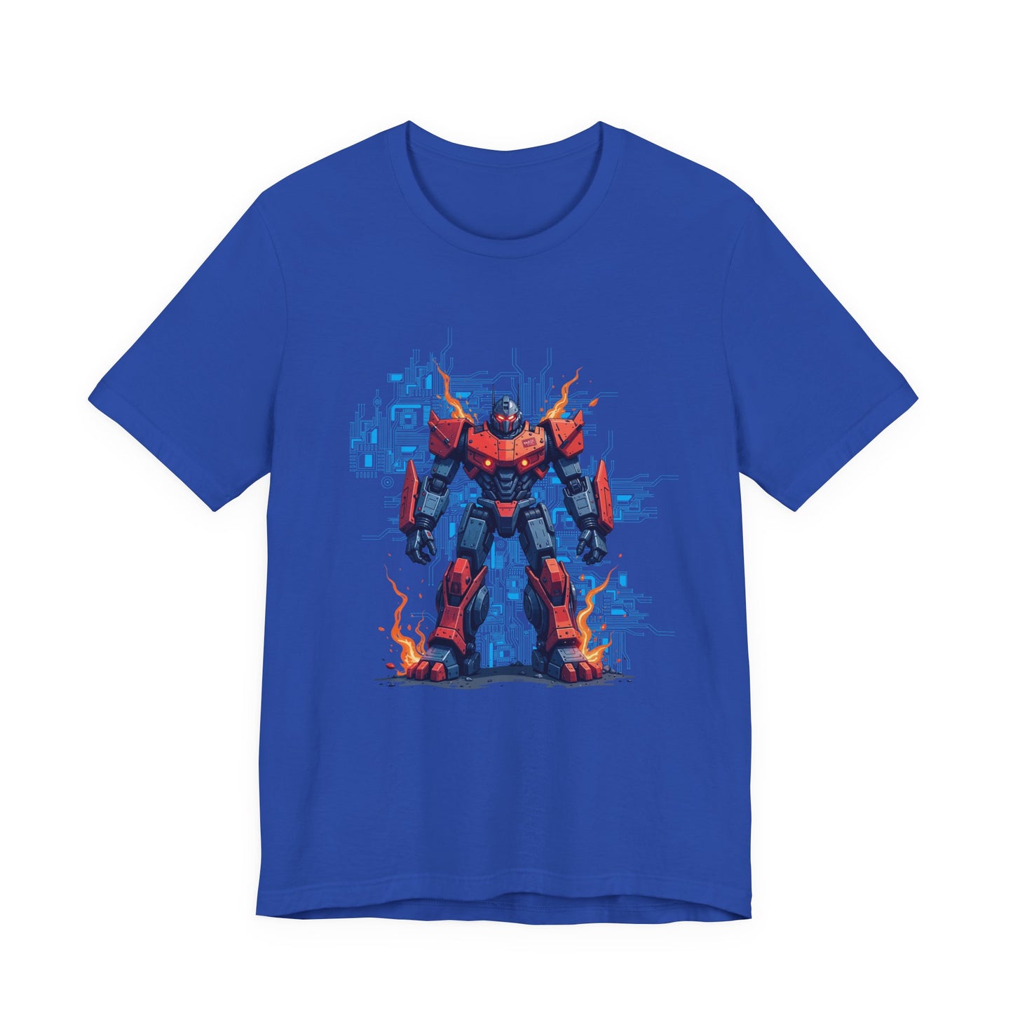Ready for Anything – Robot Transformer on Fiery Ground Graphic T-Shirt
