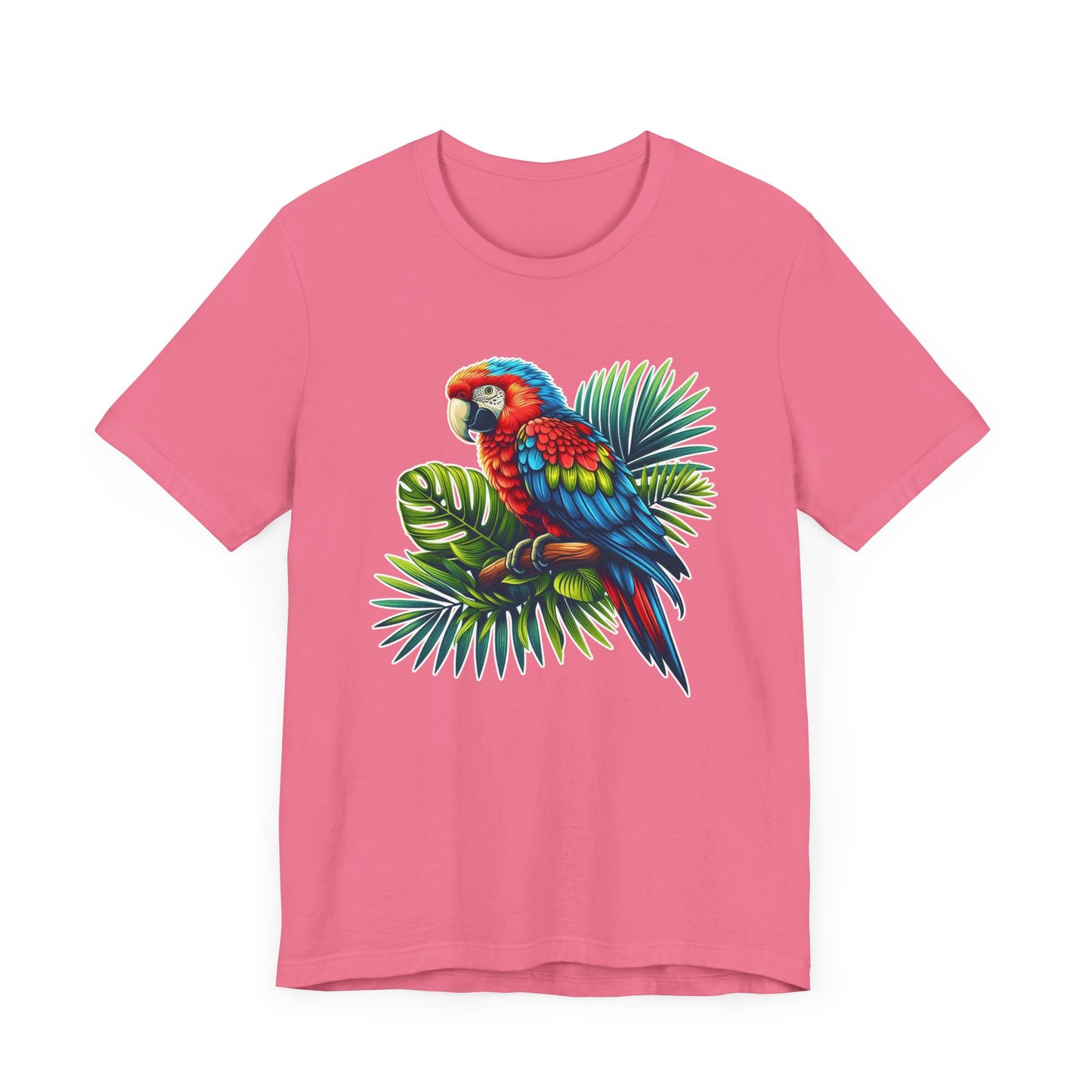 Colorful Macaw Parrot perched gracefully on Lush Green Branch Graphic T-Shirt