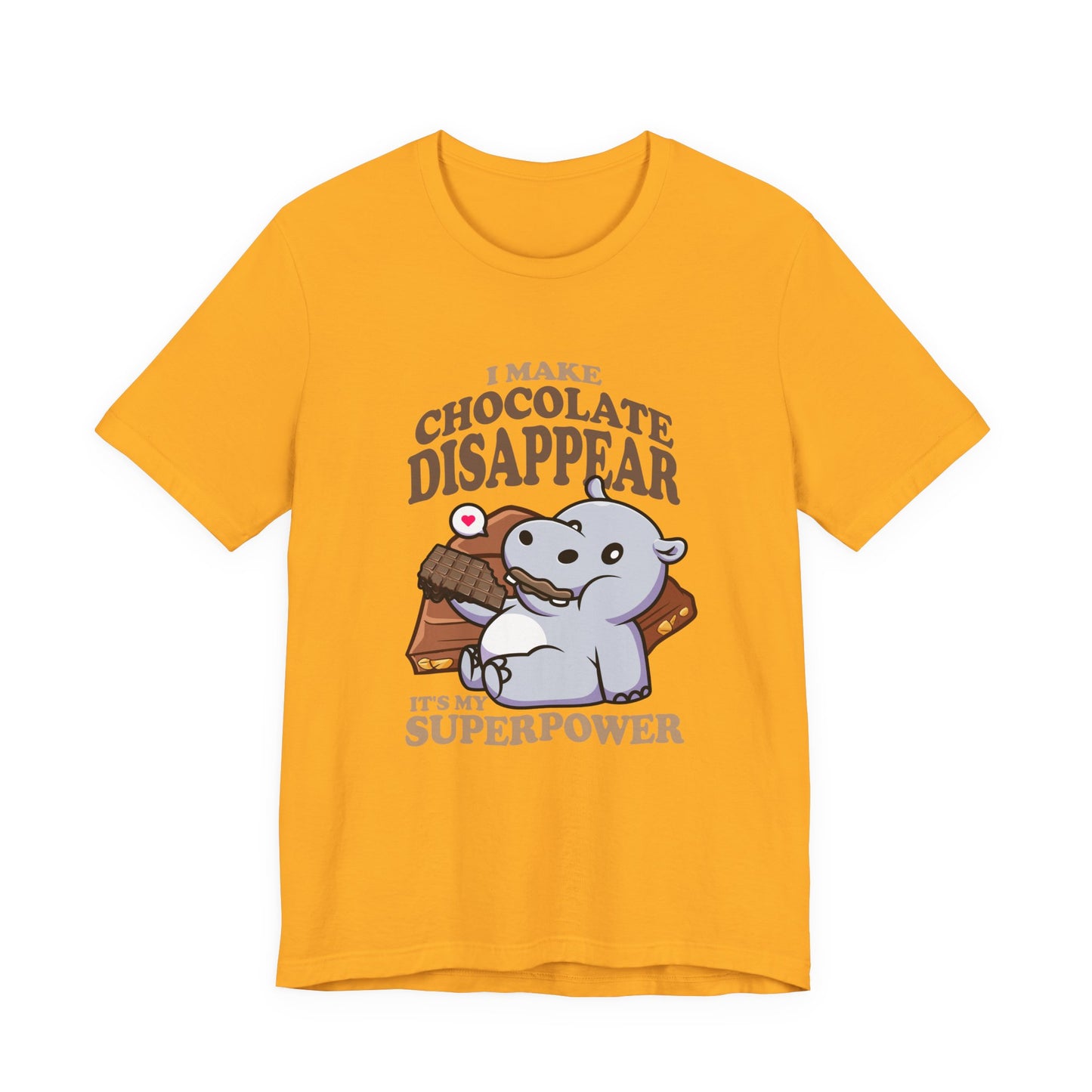 I Make Chocolate Disappear T-Shirt – Adorable Baby Rhino With Chocolate Funny Super Power Graphic Tee