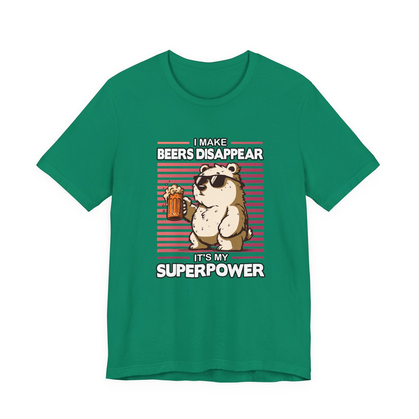 I Make Beers Disappear T-Shirt – Cool Bear With Sunglasses and Beer Funny Graphic Tee