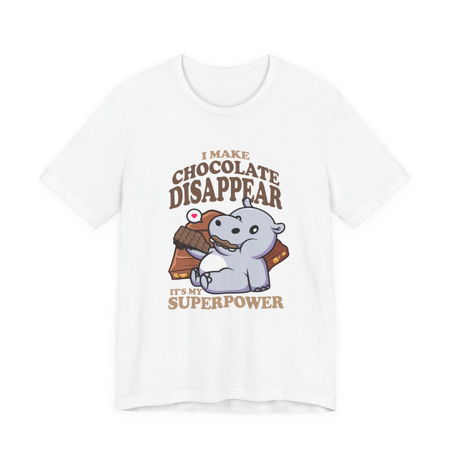 I Make Chocolate Disappear T-Shirt – Adorable Baby Rhino With Chocolate Funny Super Power Graphic Tee