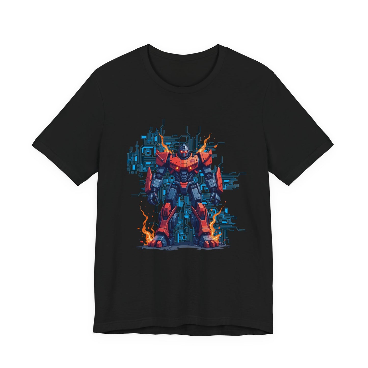 Ready for Anything – Robot Transformer on Fiery Ground Graphic T-Shirt