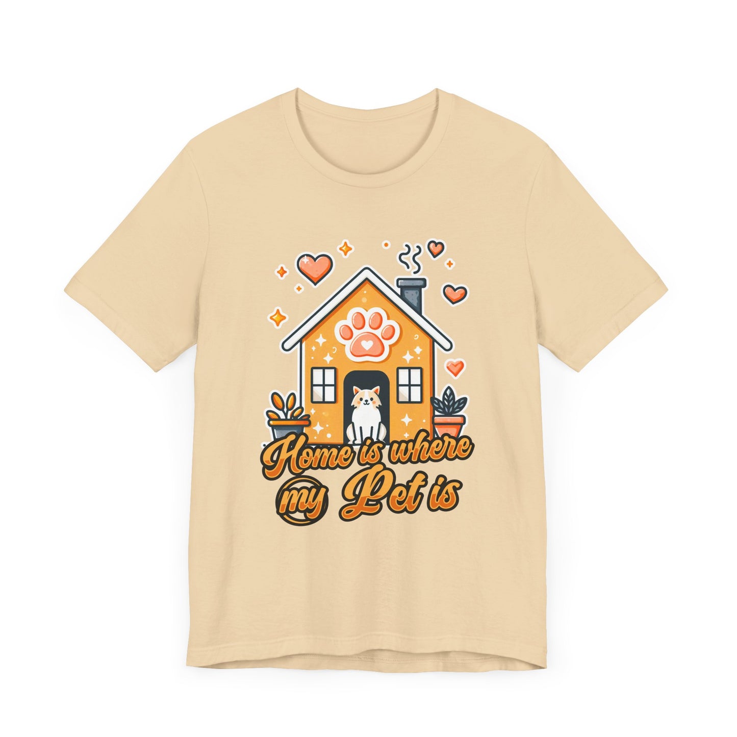 Home is Where My Pet Is | Dog at Dog House with Stars & Hearts T-Shirt