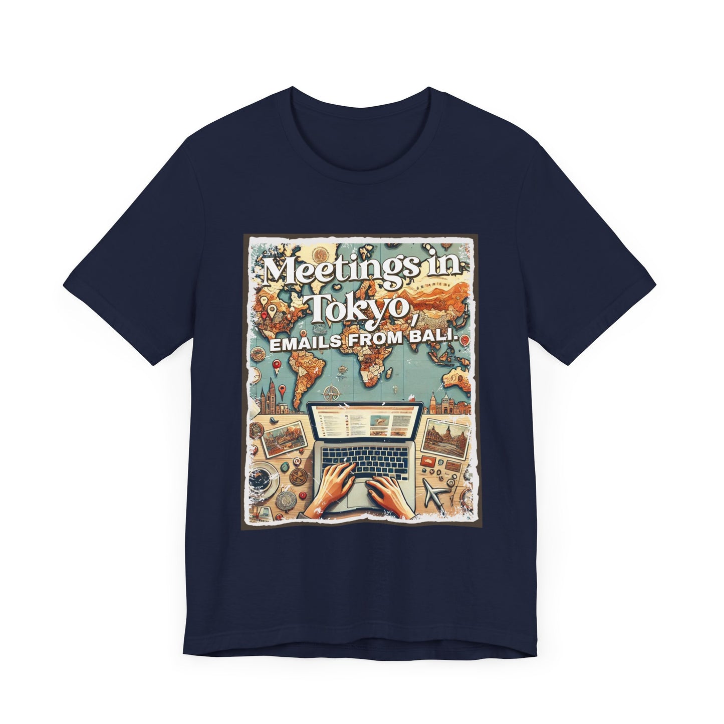 Remote Work Global Adventures Shirt V1, Digital Nomad Tee, Laptop Lifestyle T Shirt, Travel Lover Gift, Freelancer Work Apparel