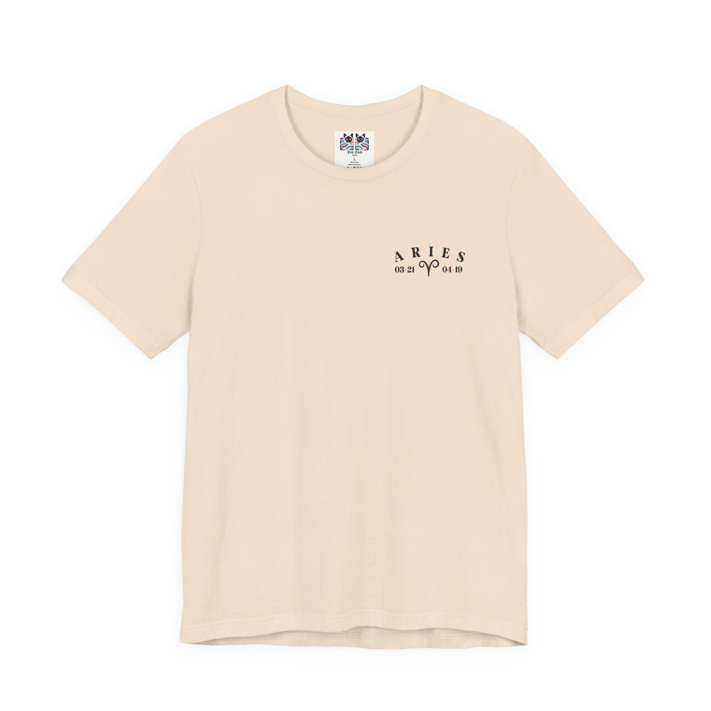 Aries Zodiac T-Shirt – Ram Head with Constellation and Floral Background