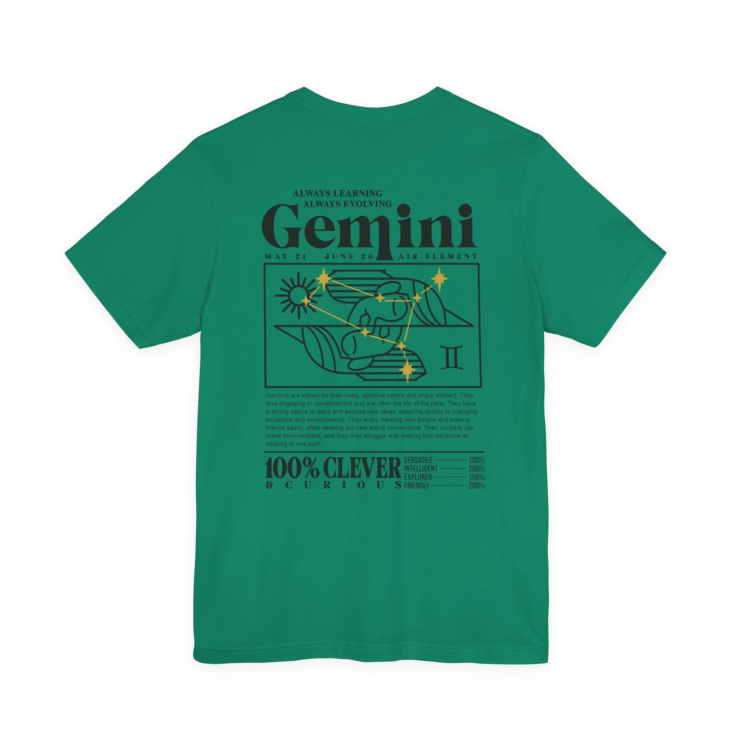 Gemini Zodiac T-Shirt – Clever and Curious Air Sign Graphic