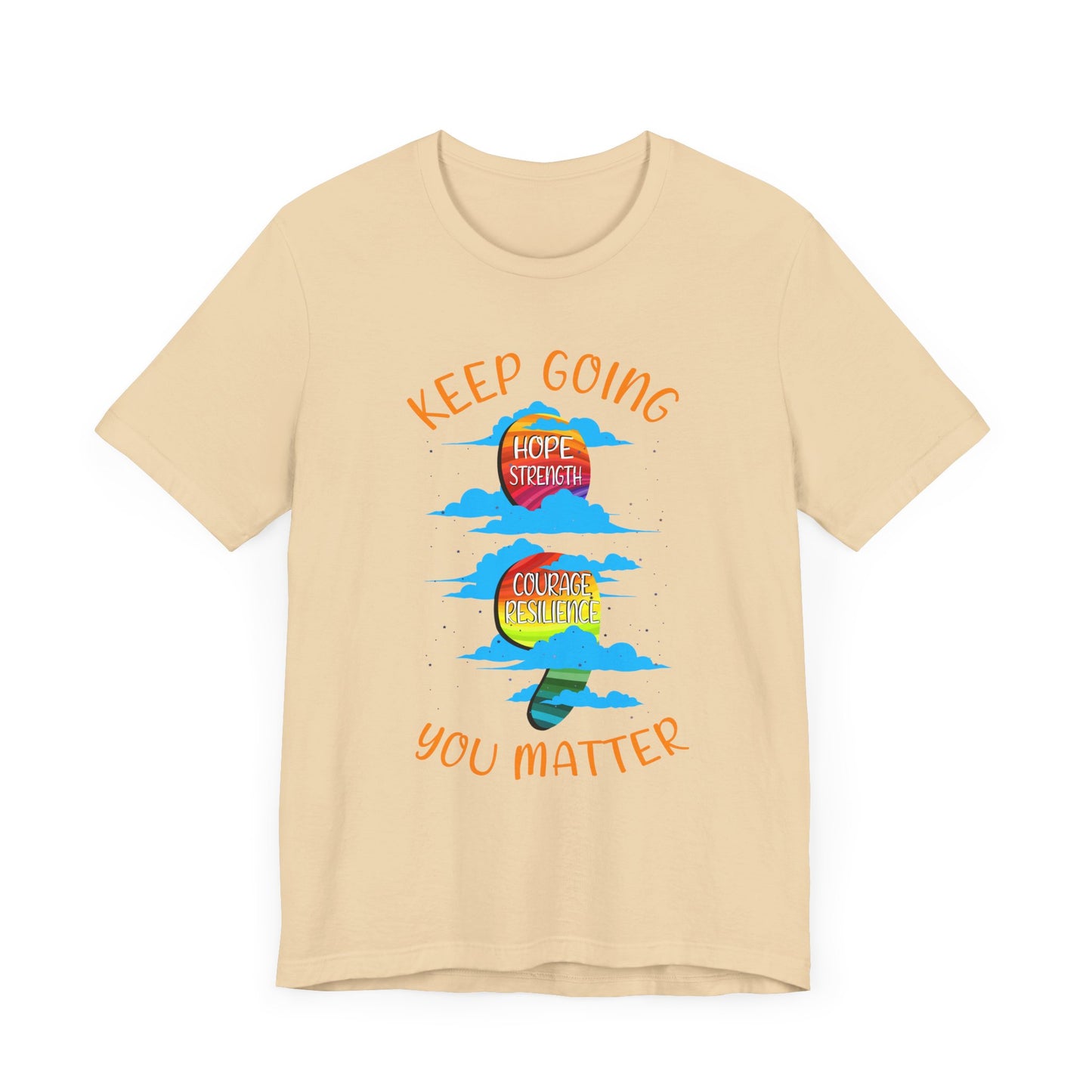 Keep going Semi Colon Rainbow Affirmation Graphic Statement Tee for Mental Health, Recovery, and the Story That Still Continues in Color