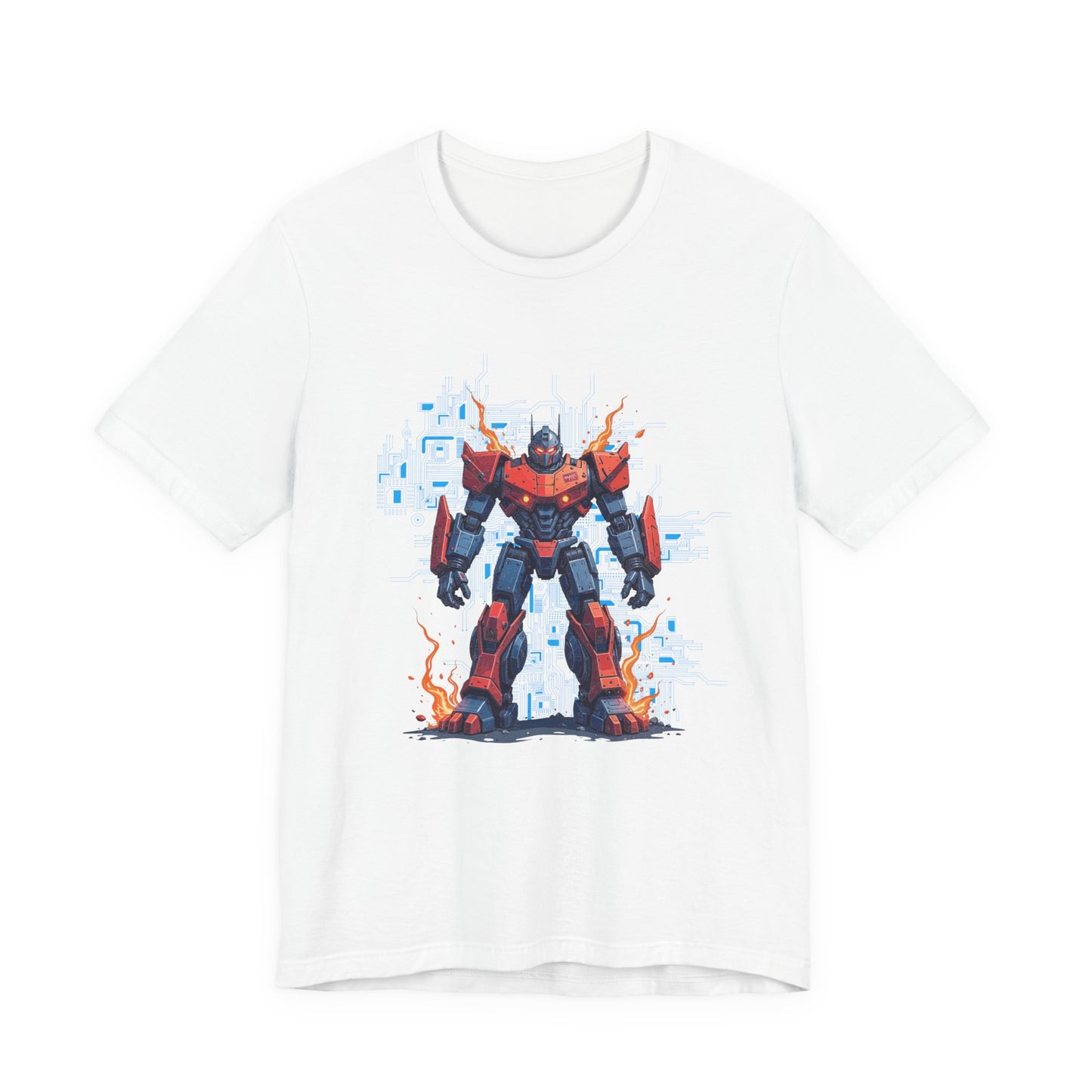 Ready for Anything – Robot Transformer on Fiery Ground Graphic T-Shirt