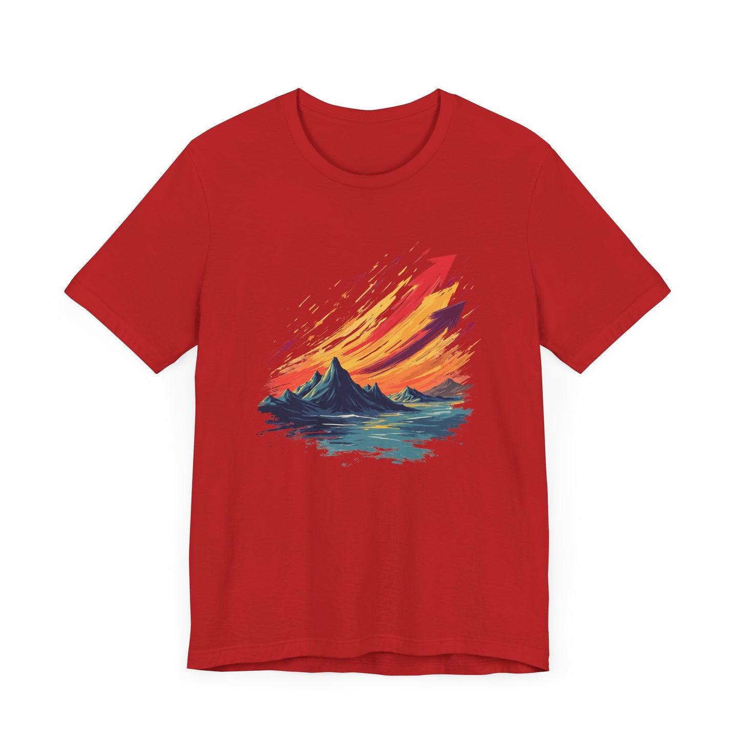 Mountain Sunset Arrows – Vibrant Sky with Upward Arrow Shapes Graphic T-Shirt