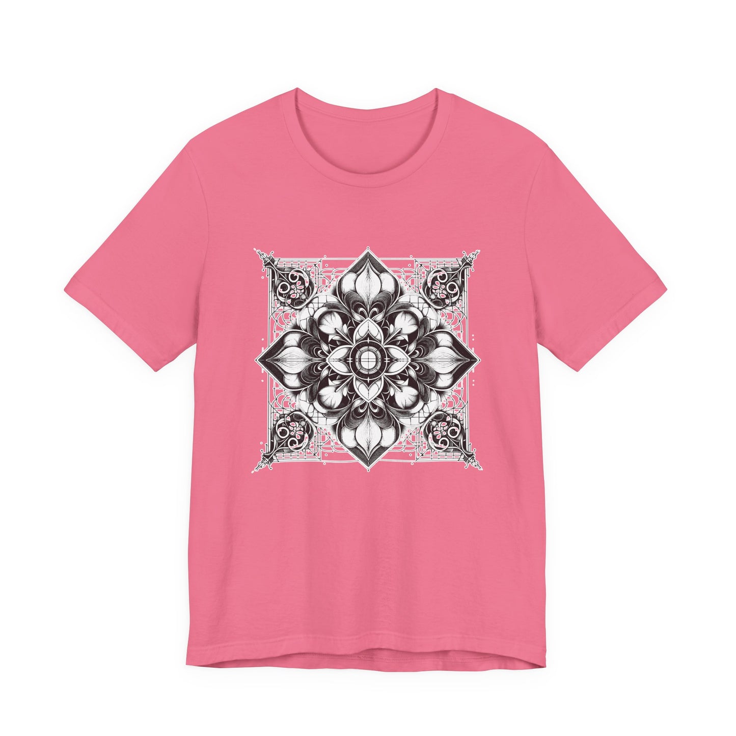 Monochrome Symmetry – Minimalist Geometric Pattern Graphic T-Shirt