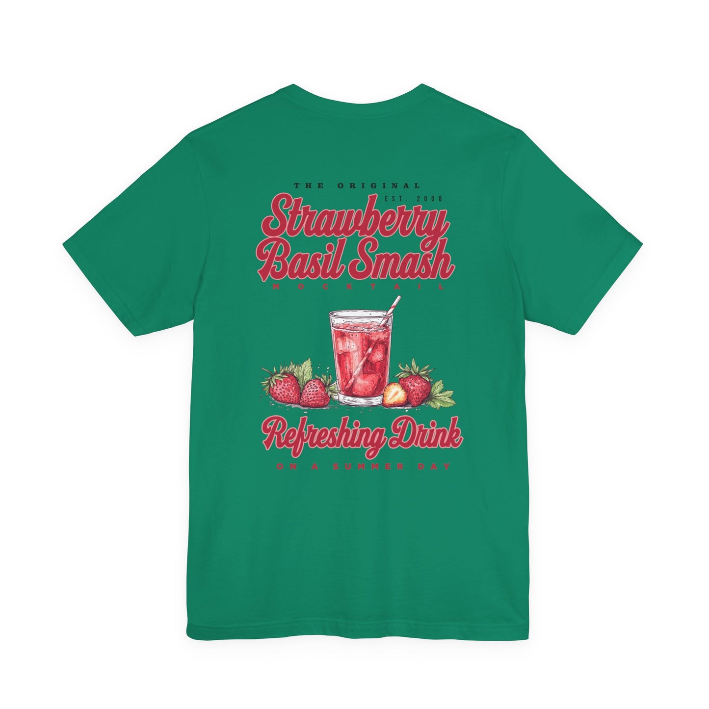 Strawberry Basil Smash Mocktail T-Shirt – Featuring Vibrant Summer Drink Graphic