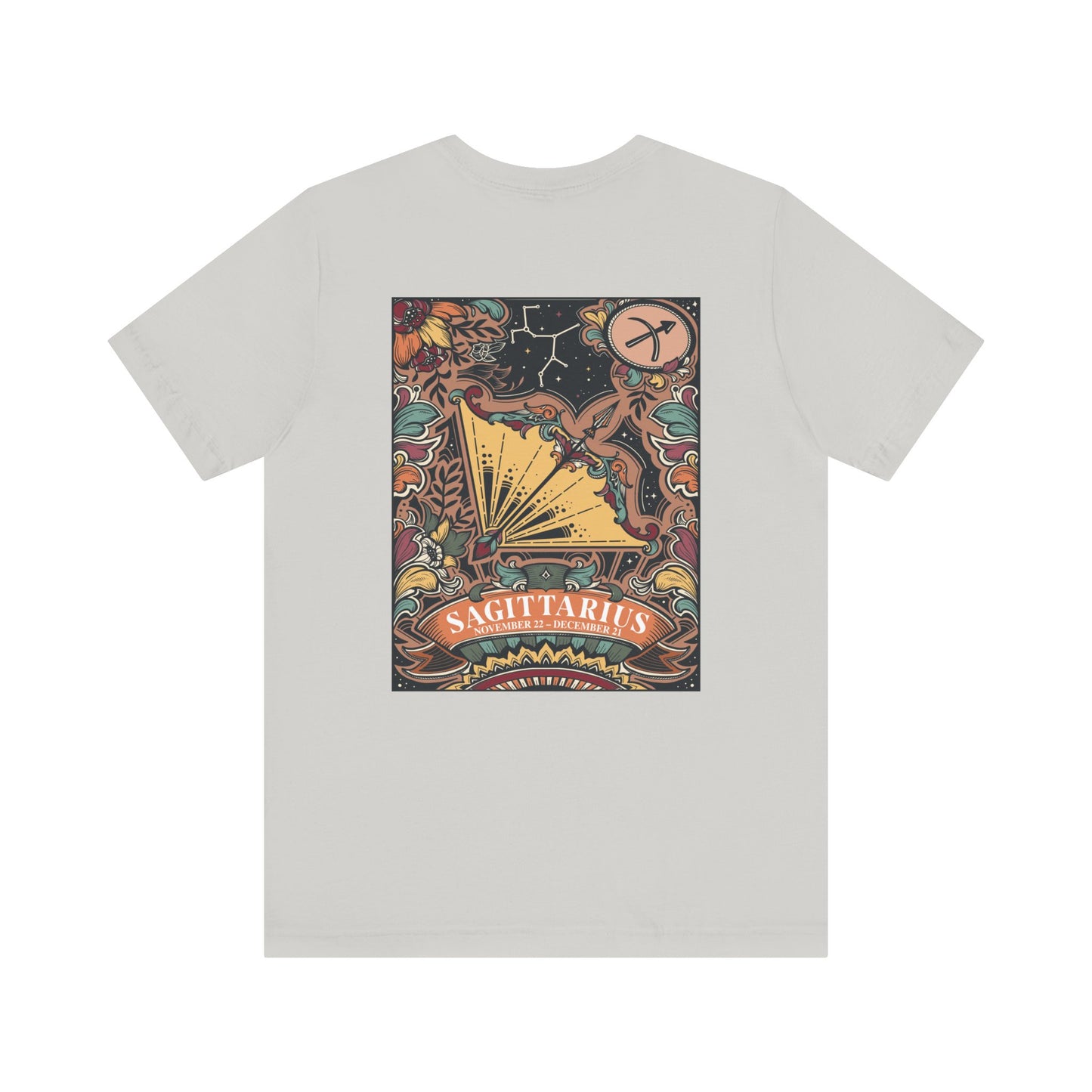 Sagittarius Zodiac T-Shirt – Constellation and Abstract Floral Design