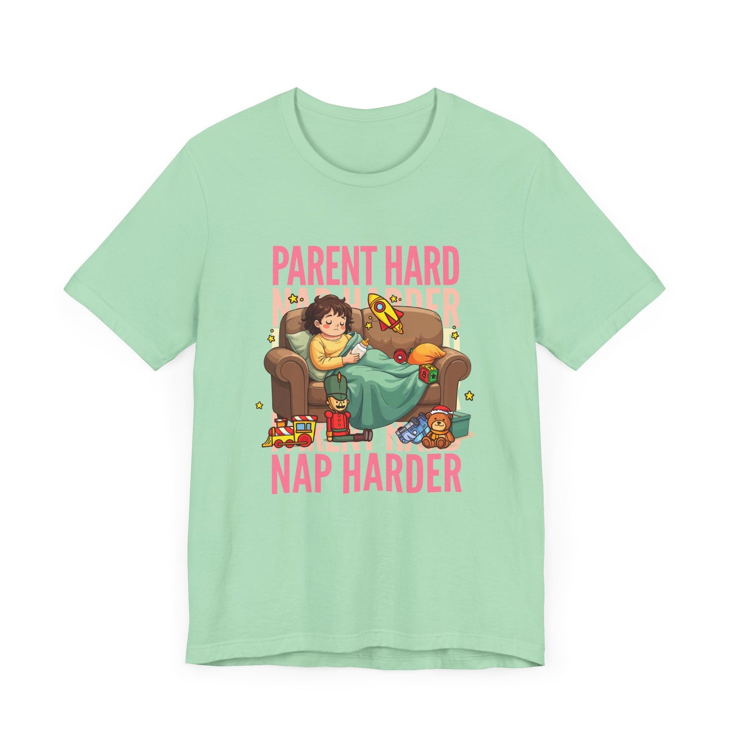 Parent Hard Nap Harder Tee, Funny Parenting Life Shirt, Tired Parent Graphic Tee, Sleepless Caregiver Top, Family Survival Gift