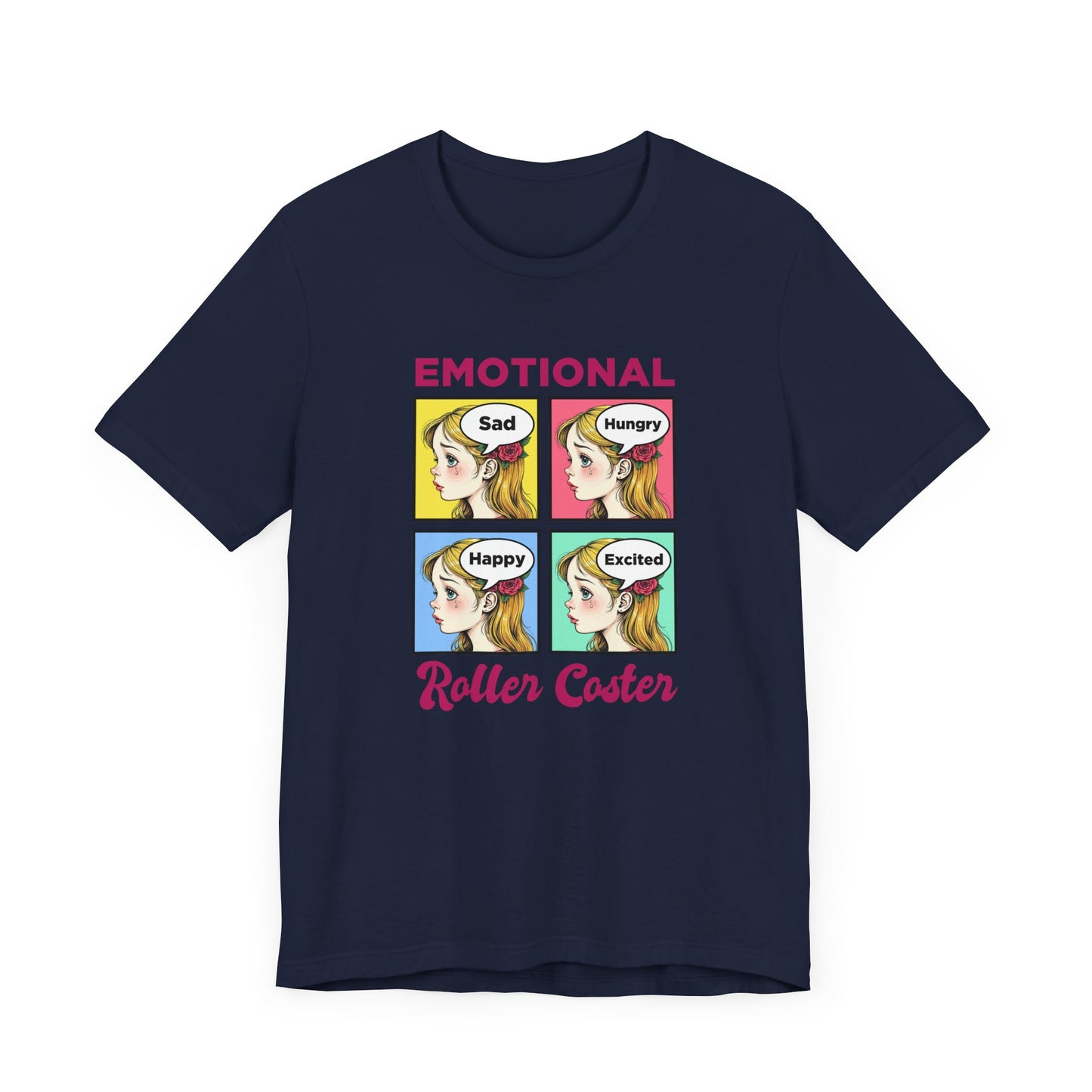 Emotional Roller Coaster – Four Faces, One Journey Graphic T-Shirt