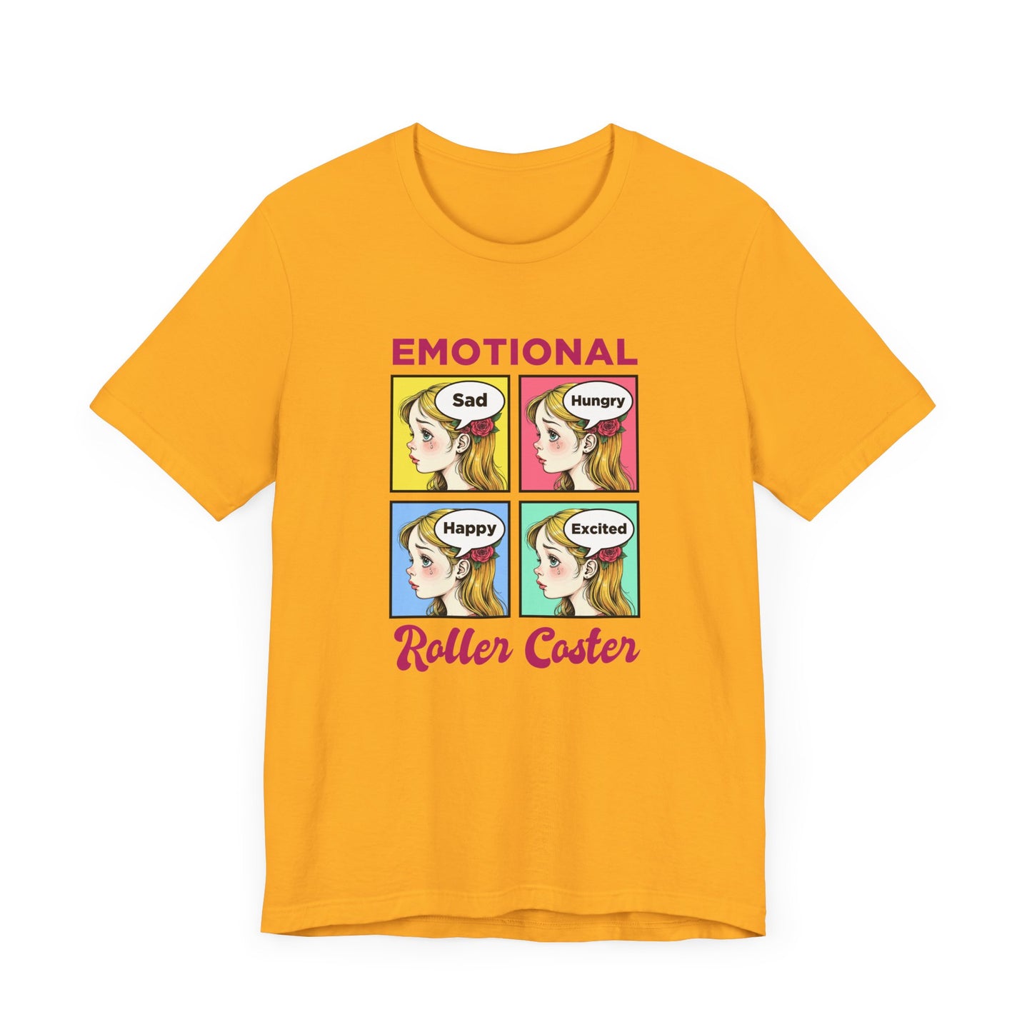 Emotional Roller Coaster – Four Faces, One Journey Graphic T-Shirt