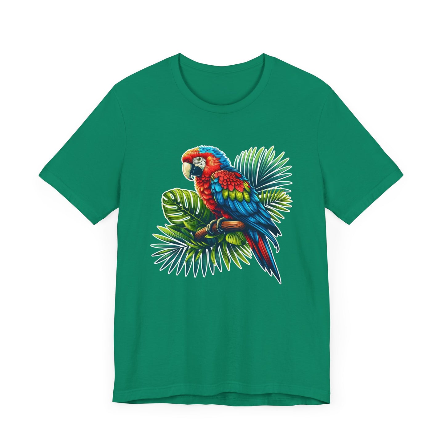 Colorful Macaw Parrot perched gracefully on Lush Green Branch Graphic T-Shirt