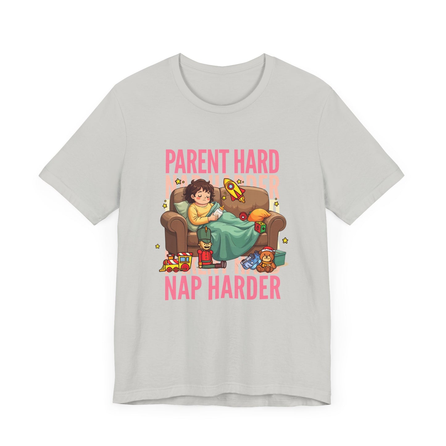 Parent Hard Nap Harder Tee, Funny Parenting Life Shirt, Tired Parent Graphic Tee, Sleepless Caregiver Top, Family Survival Gift