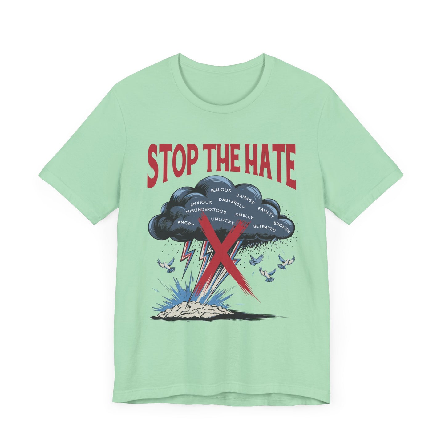 STOP the HATE | Black Cloud Striking Ground with Lightning Graphic T-Shirt