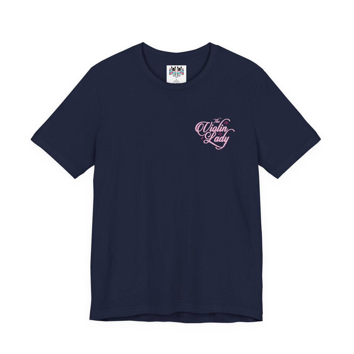 The Violin T-Shirt – Woman in Pink Dress with Flowers and Music Notes