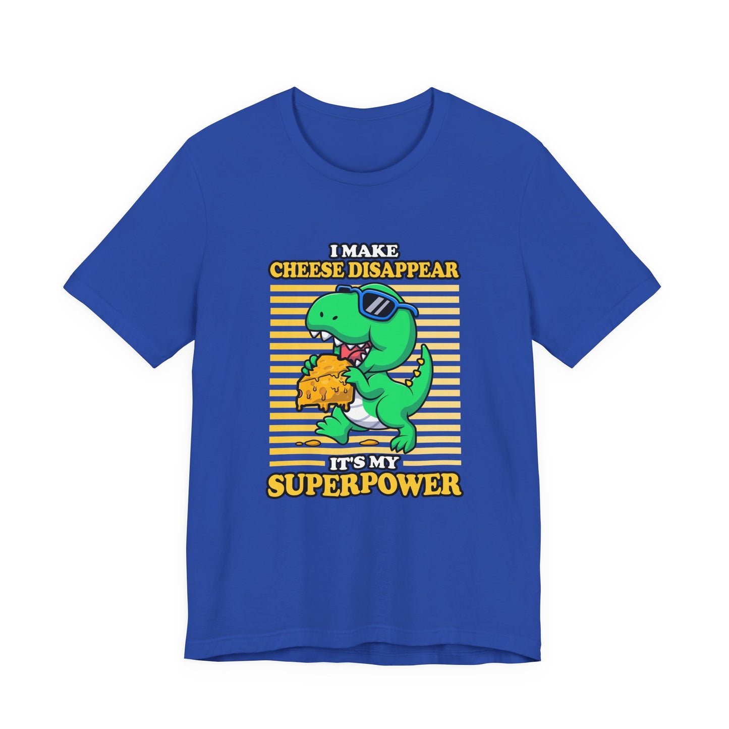 I Make Cheese Disappear T-Shirt – Cool Dinosaur With Sunglasses Running Away Humor Graphic Tee
