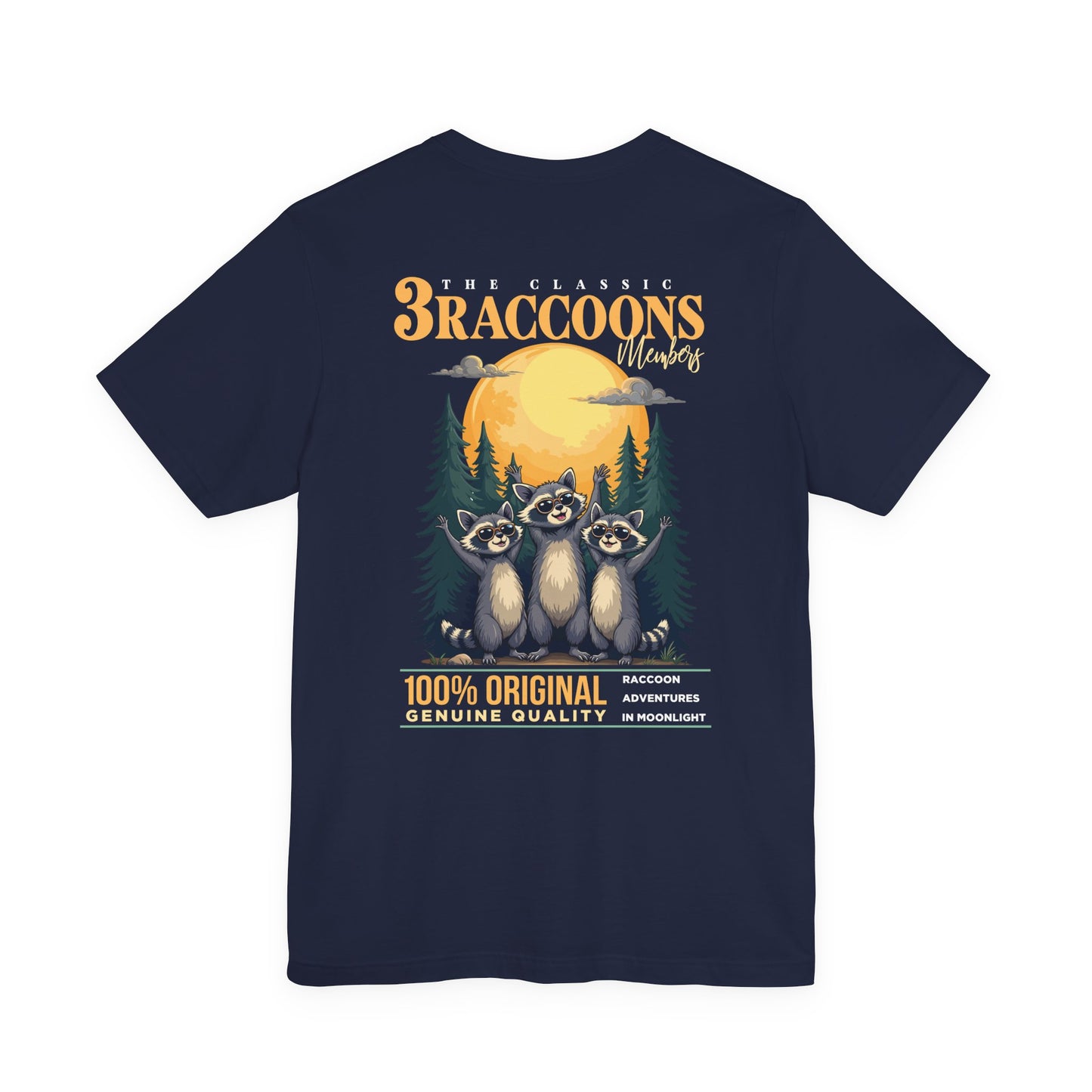 The Classic 3 Raccoons Members T-Shirt – Moonlight Raccoon Adventure Graphic