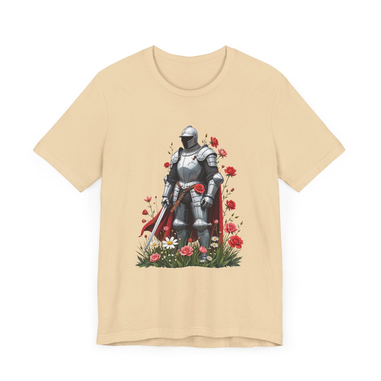 Medieval Knight and Roses Graphic Shirt – Strength and Beauty