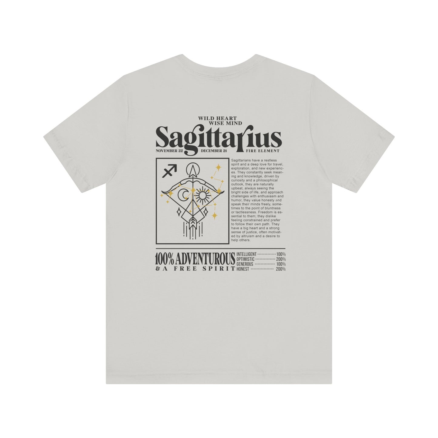 Sagittarius Zodiac T-Shirt – Wild Heart Wise Mind Fire Element