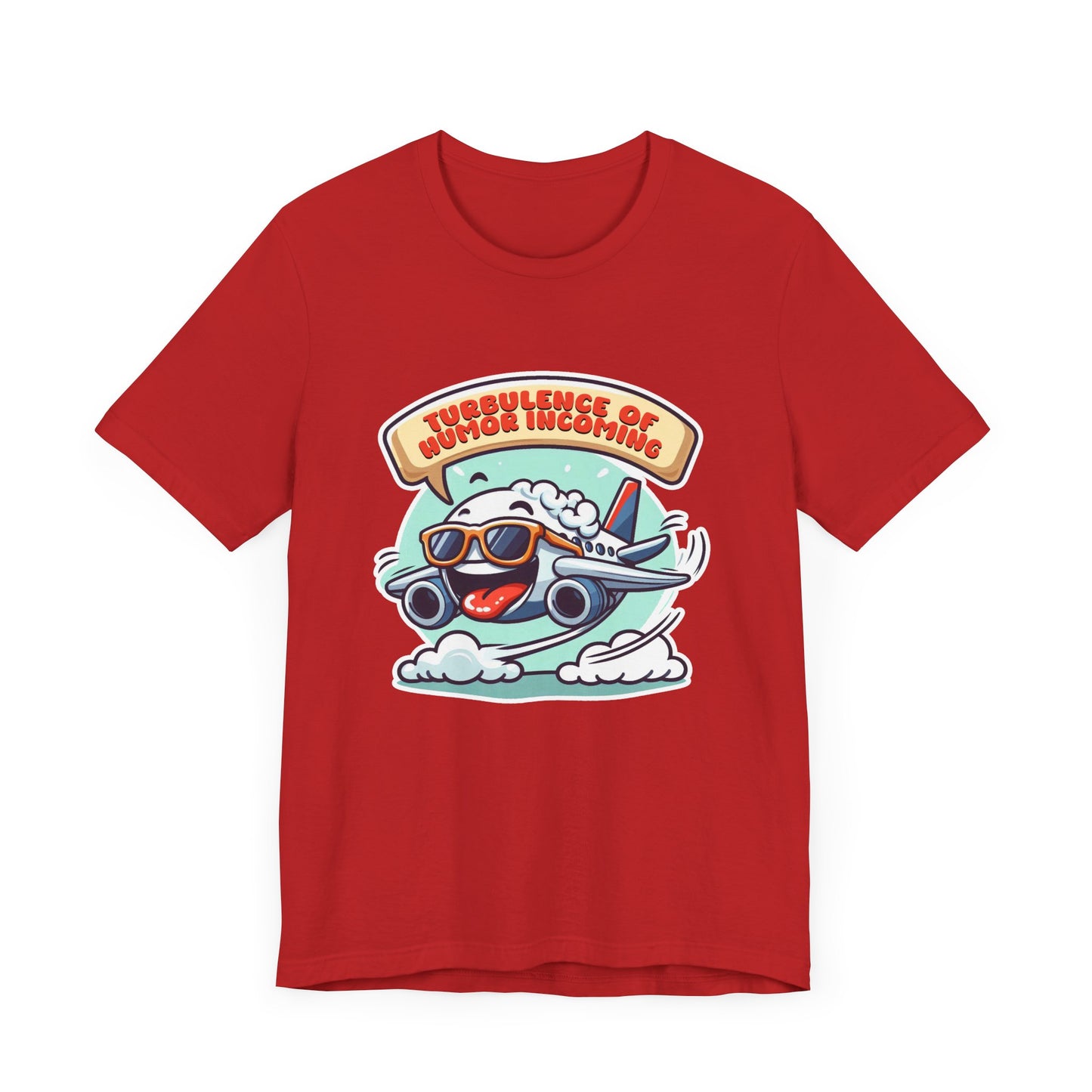 Turbulence of Humor Coming | Flight Landing with Smiling Face & Sunglasses Graphic T-Shirt