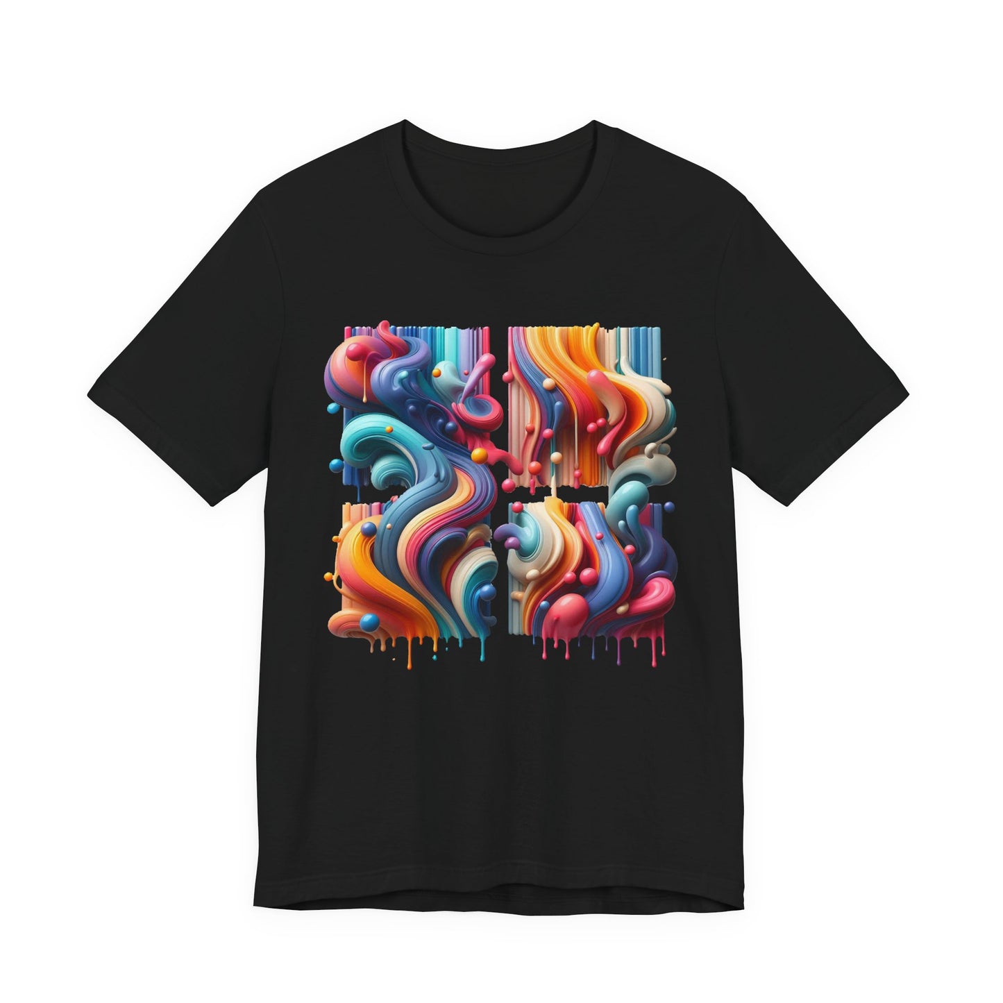 Drip Fusion Squares – Colorful Abstract Drip Art T-Shirt