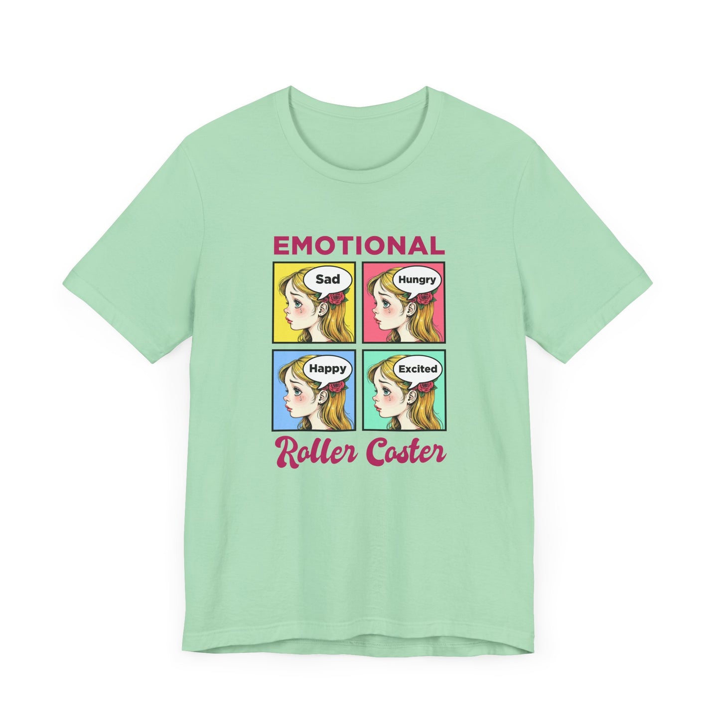 Emotional Roller Coaster – Four Faces, One Journey Graphic T-Shirt