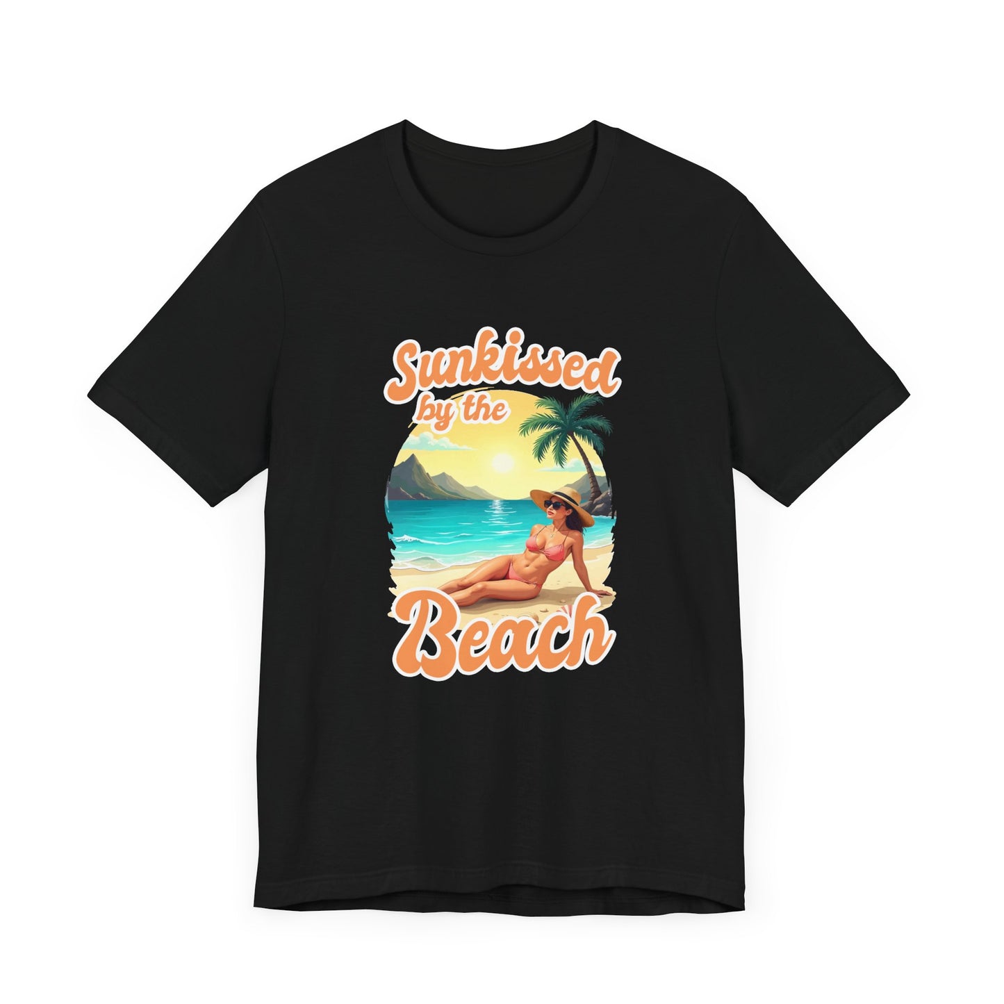 Sunkissed by the Beach – Relaxed Lady on Palm Shore Graphic T-Shirt