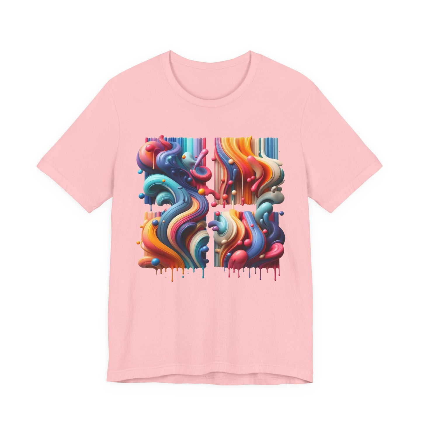 Drip Fusion Squares – Colorful Abstract Drip Art T-Shirt