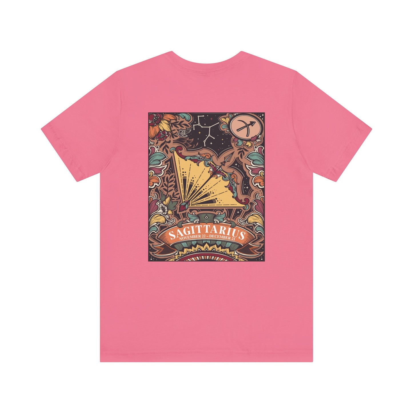 Sagittarius Zodiac T-Shirt – Constellation and Abstract Floral Design
