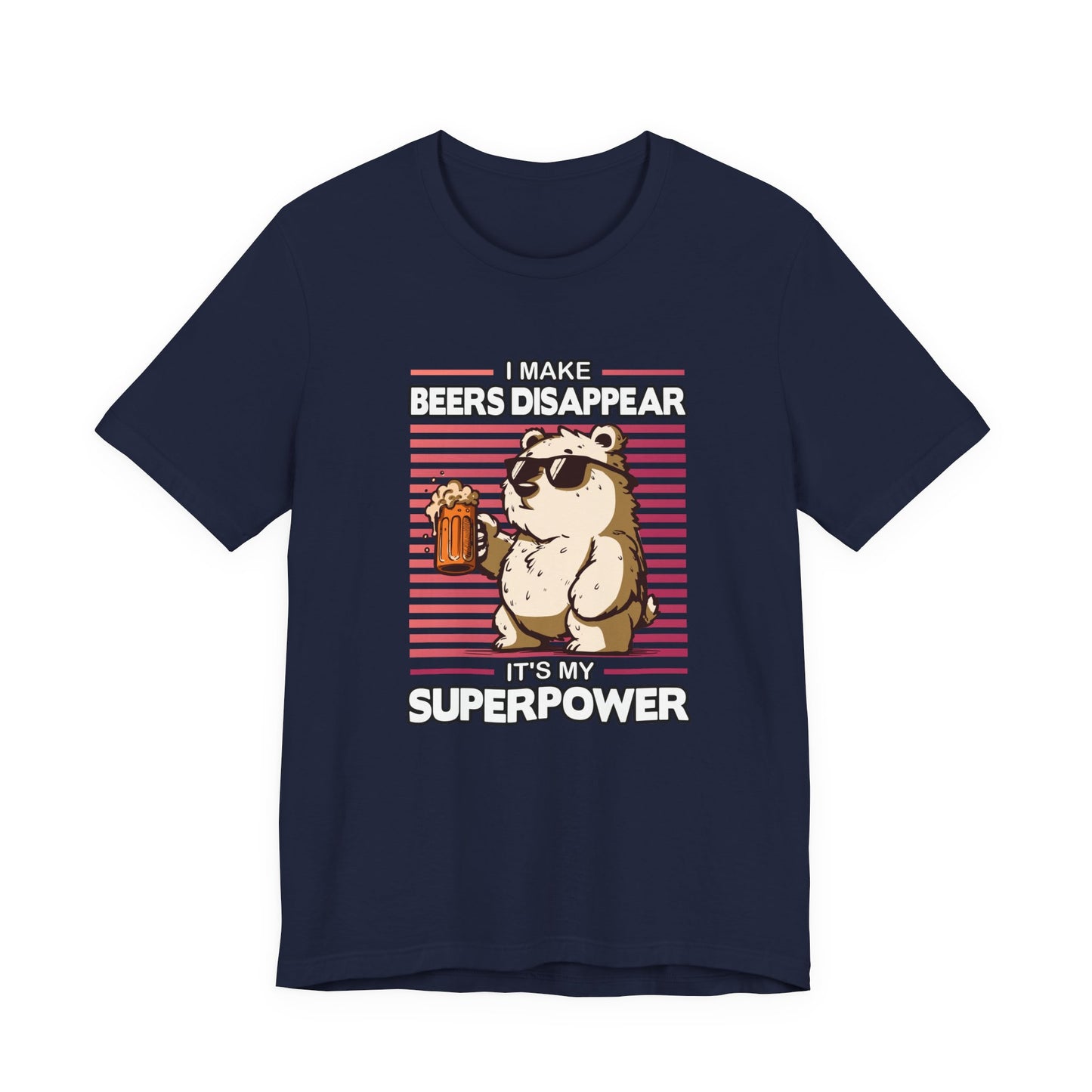 I Make Beers Disappear T-Shirt – Cool Bear With Sunglasses and Beer Funny Graphic Tee