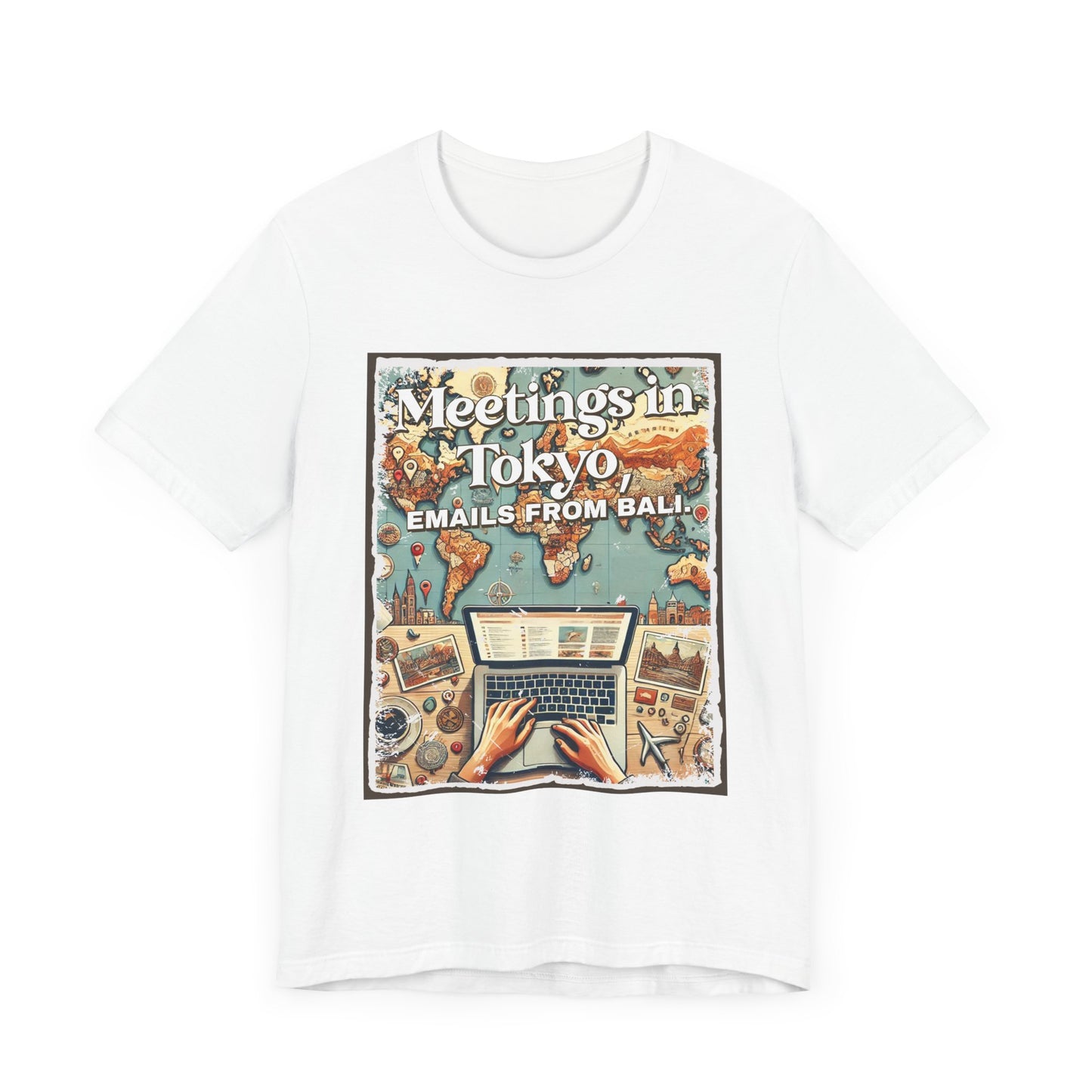 Remote Work Global Adventures Shirt V1, Digital Nomad Tee, Laptop Lifestyle T Shirt, Travel Lover Gift, Freelancer Work Apparel