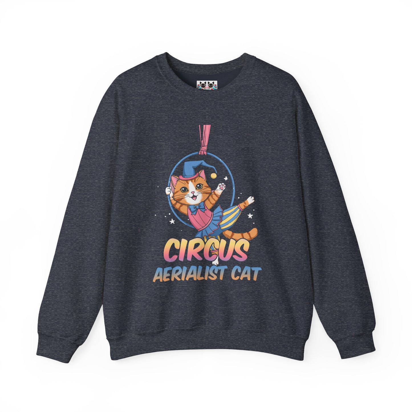 Circus Aerialist Cat - Cute and Funny Performer Crewneck Sweatshirt